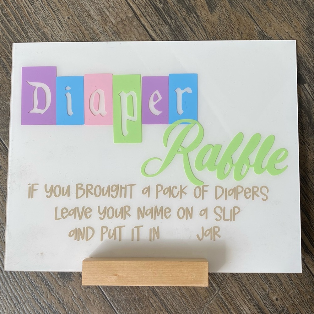 Colorful Diaper Raffle Sign